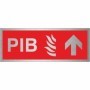 Brushed aluminium PIB arrow down directional fire sign