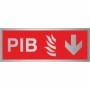  Brushed aluminium PIB arrow down directional fire sign