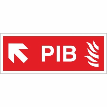 Premises Information Box PIB arrow up left safety sign