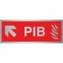  Brushed aluminium Premises Information Box PIB arrow up left sign