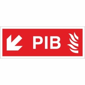 Premises Information Box PIB arrow down left emergency direction sign