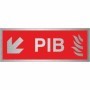  Brushed aluminium Premises Information Box PIB arrow down left sign
