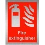 Fire extinguisher brushed aluminium fire safety sign