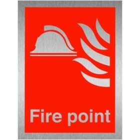 Fire Point brushed aluminium fire safety sign