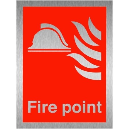 Fire Point brushed aluminium fire safety sign