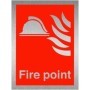 Fire Point brushed aluminium fire safety sign