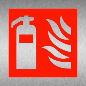 Fire extinguisher brushed aluminium fire safety sign