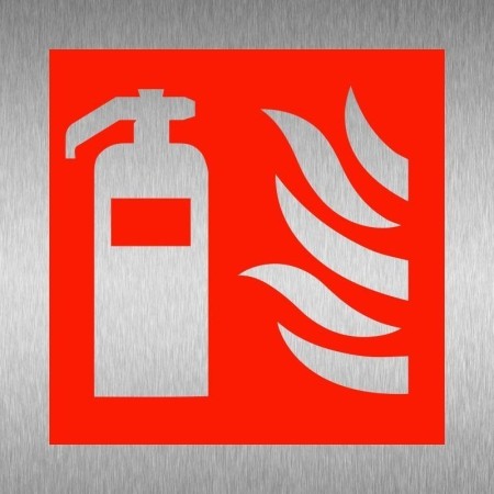 Fire extinguisher brushed aluminium fire safety sign