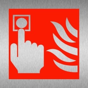 Fire Point Symbol Brushed Aluminium Safety Sign