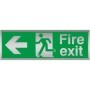 Fire exit arrow left brushed aluminium safety sign
