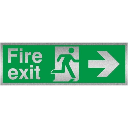 Fire exit arrow right brushed aluminium emergency exit sign