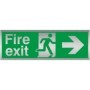 Fire exit arrow right brushed aluminium emergency exit sign