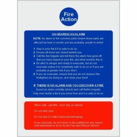 Stay Indoors Stay Put fire action notice safety sign for residential buildings