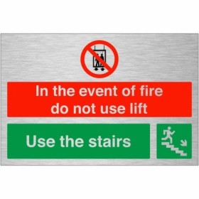 In the event of fire do not use lift use the stairs fire safety sign