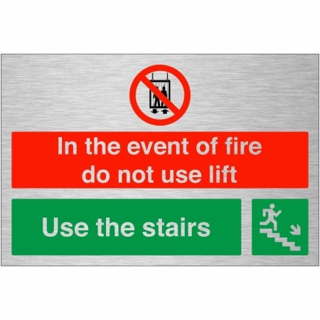 In the event of fire do not use lift use the stairs fire safety sign