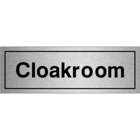 Cloakroom brushed aluminium informational sign