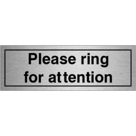 Please Ring For Attention brushed aluminium door sign