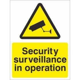 Security Surveillance In Operation warning sign with CCTV camera symbol
