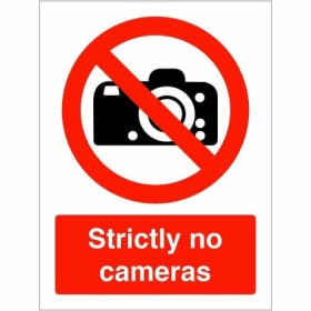 Strictly No Cameras prohibition sign