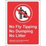 No Fly Tipping No Dumping No Litter warning sign