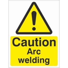 Caution Arc Welding warning sign with hazard symbol and arc welding text