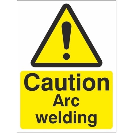 Caution Arc Welding warning sign with hazard symbol and arc welding text