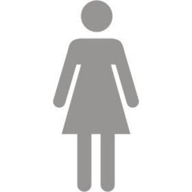 Glass safety female sign for washroom and toilet doors