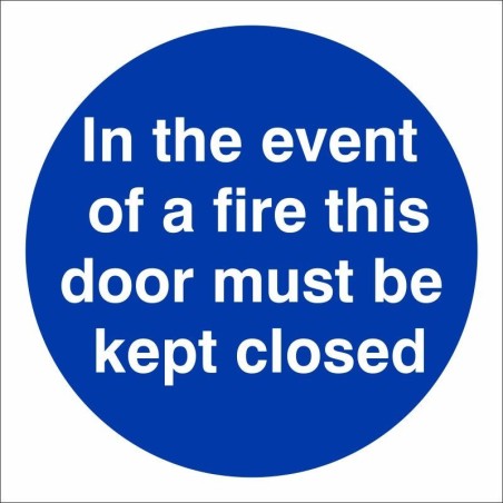 In The Event Of A Fire This Door Must Be Kept Closed mandatory fire safety sign