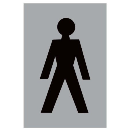 Male toilet facility sign with black male symbol on grey background