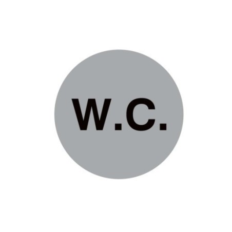 W.C. toilet aluminium sign with bold black lettering