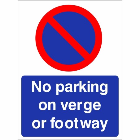 No parking on verge or footway sign with no parking symbol