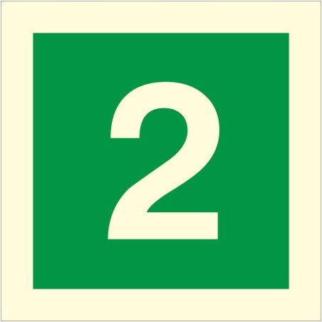Glow in the Dark Fire Sign 2 showing number 2 on green background