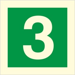 Glow in the dark fire sign 3 with green background and large number 3