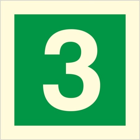 Glow in the dark fire sign 3 with green background and large number 3
