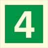 Glow in the dark fire safety sign displaying the number 4 for emergency floor identification