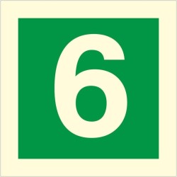 Glow in the dark fire sign 6 with green background and large number 6