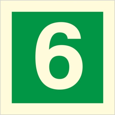 Glow in the dark fire sign 6 with green background and large number 6