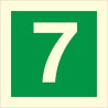 Glow in the dark fire safety sign displaying the number 7 for emergency stairway identification
