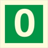 Glow in the dark fire sign 0 with green background and white number