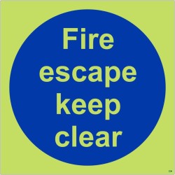 Glow in the Dark Fire Escape Keep Clear Door Sign