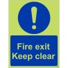 Glow in the Dark Fire Exit Keep Clear Door Sign