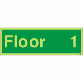 Glow in the dark Floor 1 floor identification safety sign