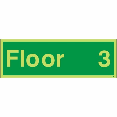 Glow in the dark Floor 3 floor identification safety sign