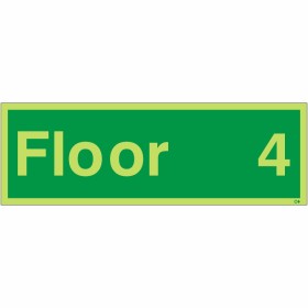 Glow in the dark Floor 4 floor identification safety sign