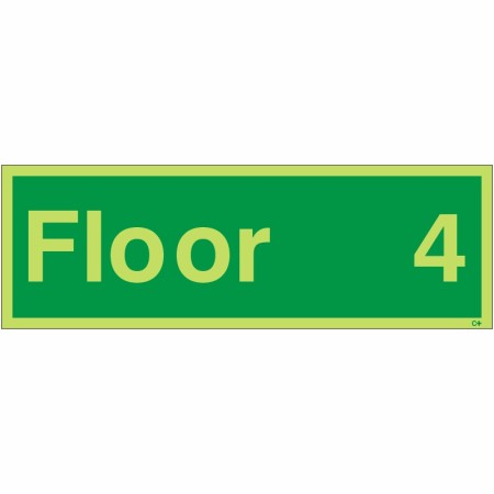 Glow in the dark Floor 4 floor identification safety sign