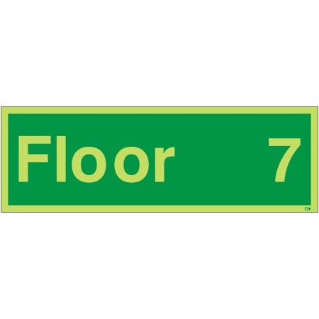 Glow in the dark Floor 7 floor identification safety sign
