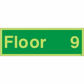 Glow in the dark Floor 9 floor identification safety sign