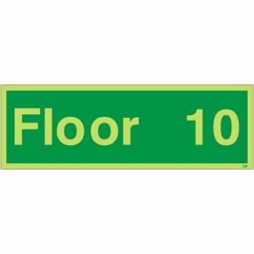 Glow in the dark Floor 10 floor identification safety sign