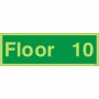 Glow in the dark Floor 10 floor identification safety sign