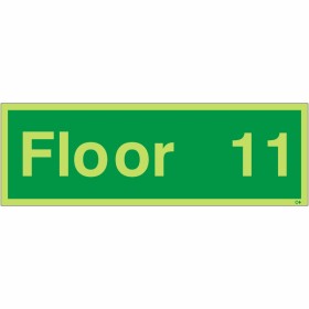 Glow in the dark Floor 11 floor identification safety sign